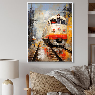 «White Red Train Journey», reproduction d'art sur toile moderne
