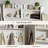 Farmhouse Hall Tree with Storage, 42 Inch Wide Entryway Bench with 2 Sliding Barn Doors,Tall Hall Tree with Coat Rack & Shoe Storage-1922623251