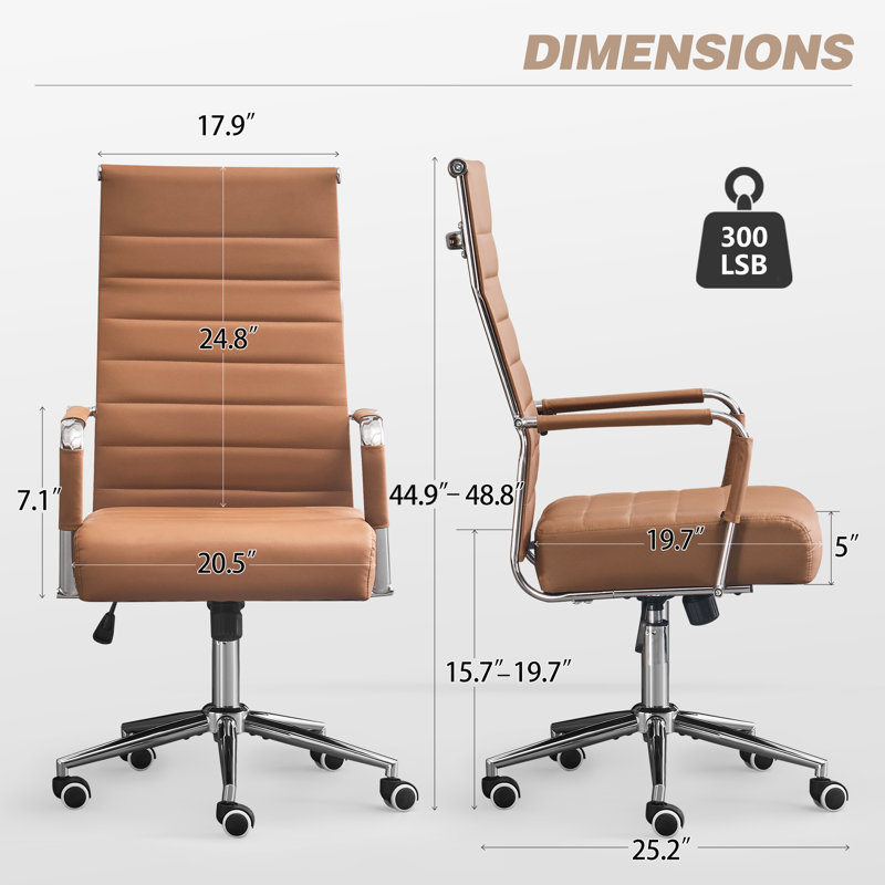 Fauteuil de bureau moderne et ergonomique, chaises de bureau pivotantes en cuir à dossier moyen , Brun