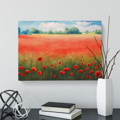 Watercolour Poppy Field Vol.4 - Wrapped Canvas