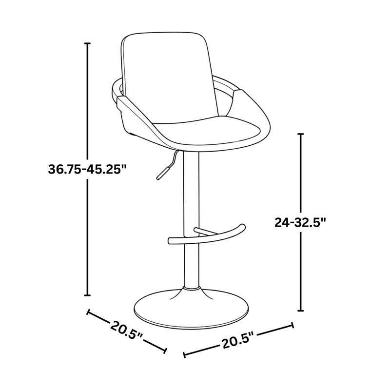 Tabouret de bar ajustable avec repose-pieds en T Whitacre (ensemble de 2), Grey Fabric/Black Metal