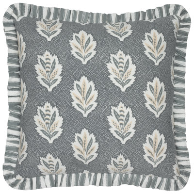 Sessile Leaf Floral Blue Square Throw Pillow Cover