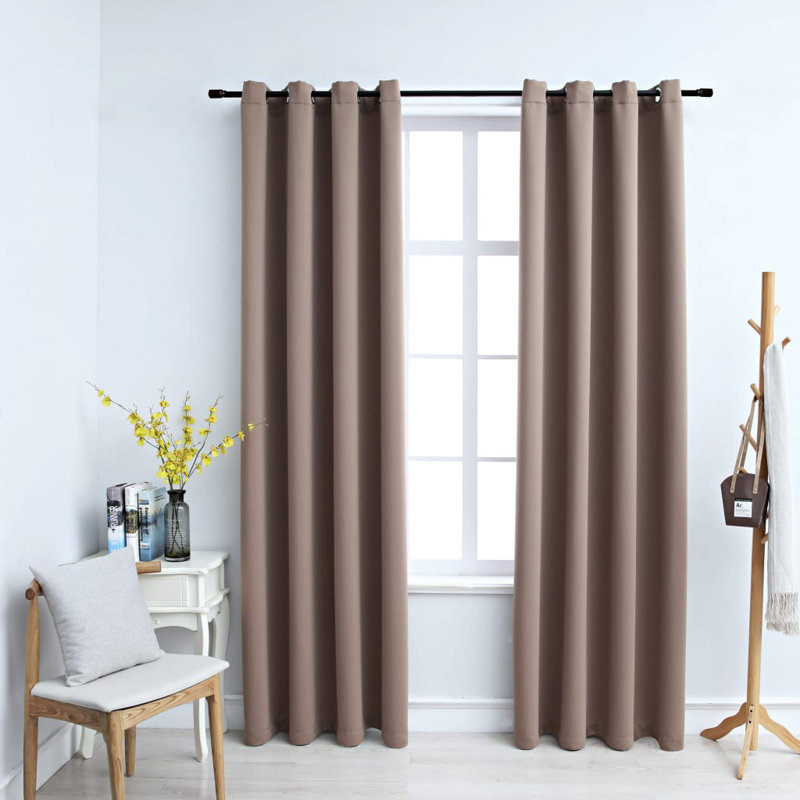 Korkmaz Blackout Curtain Pair, Width 140 x Drop 175cm, Taupe