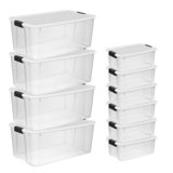 Sterilite 116 Quart Latch Lid Tote, 4 Pack, and 18 Quart Latch Lid Tote, 6 Pack