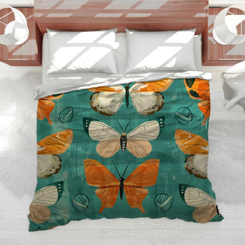 Butterflies Bedding Insect Duvet Cover Hollywood Regency, Twin Duvet Cover