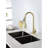 Gold Kitchen Faucet With Pull Down Spray - Fingerprint, Single Hole Deck Mount, 360 Swiveling Head, Fine Stainless Steel Golden Sink Pull-Down Fingerprint-,-1864504937