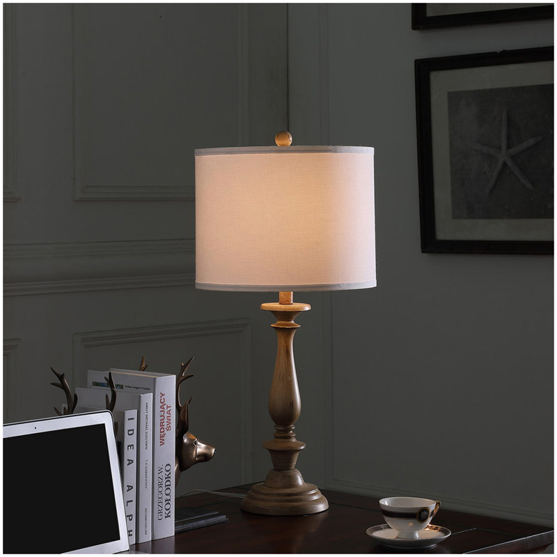 Lampe de table en polyrésine effet bois 27,5 po
