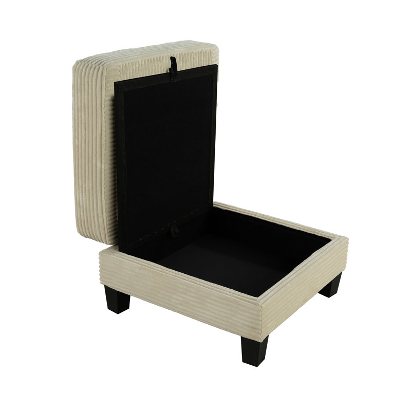 Repose-pieds carré avec rangement 31 po, Velours côtelé beige