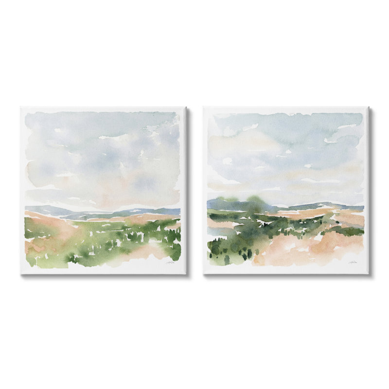 Doux arbre, paysage aquarelle doux, H 24 po x l 24 po x P 1,5 po, Toile tendue