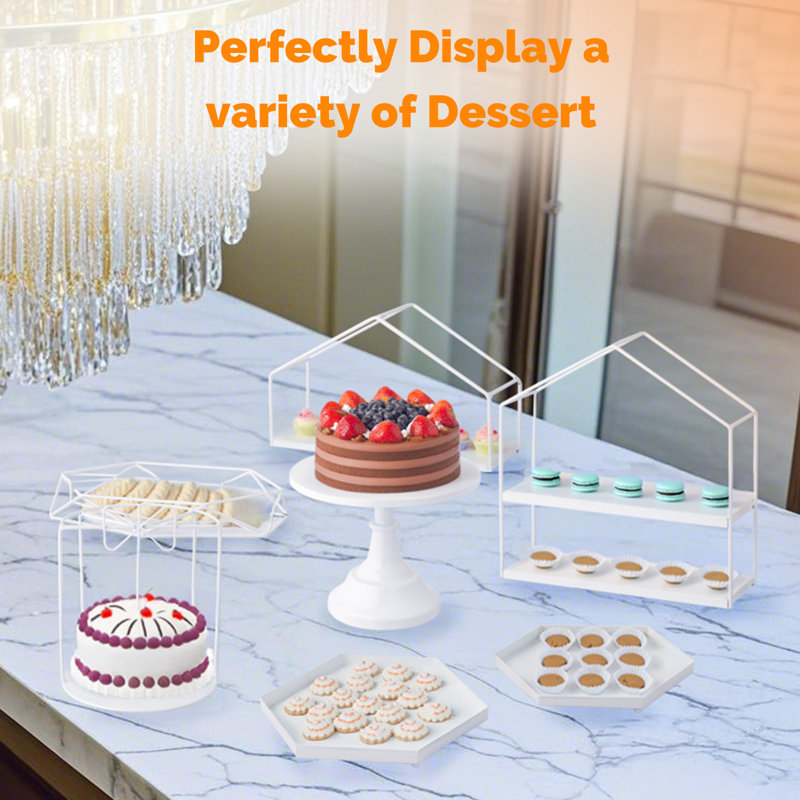 7-Piece Cake Stand Set Dessert Table Display Set In White