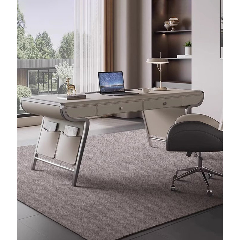 Bureau en bois massif clair et luxueux, H 29,53 po x l 70,87 po x P 27,56 po