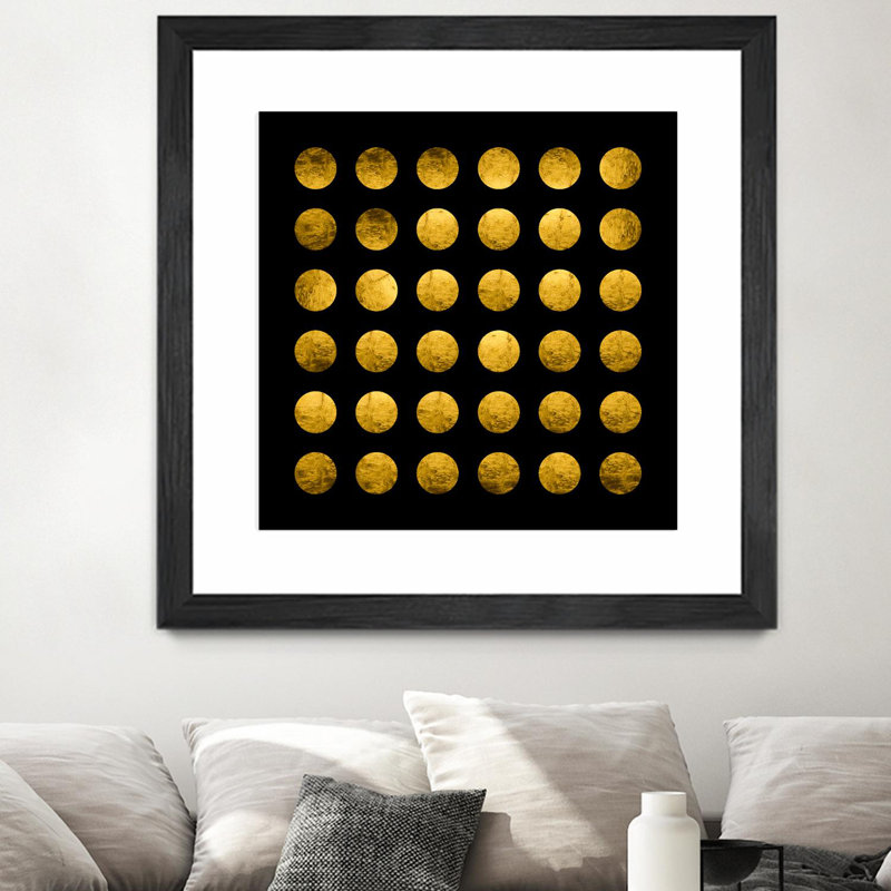 «Golden Spots Black» mat et encadré 36 po x 36 po, H 36 po x l 36 po x P 1 po
