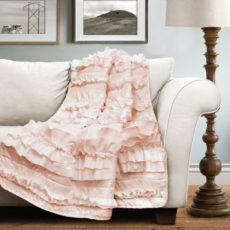 Lush Decor Belle Ruffle Throw Blanket, Pink Blush