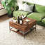 Table basse à plateau rabattable avec rangement Farmhouse - Table en grain de bois rustique de 31,5 po, compartiment de rangement caché pour le salon, structure en métal robuste - facile à assembler et à nettoyer