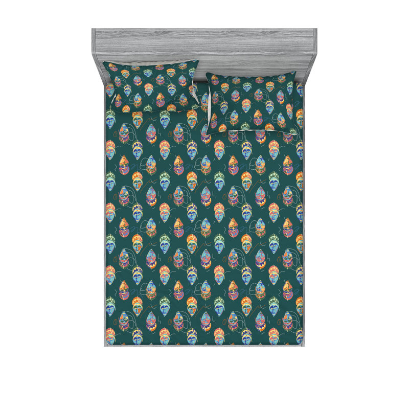 Multicolore drap-housse et taies décoratives Ambesonne, Ensemble de draps pour très grand lit californien