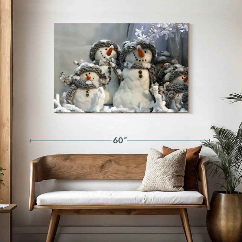 Famille de bonshommes de neige, H 30 po x l 45 po