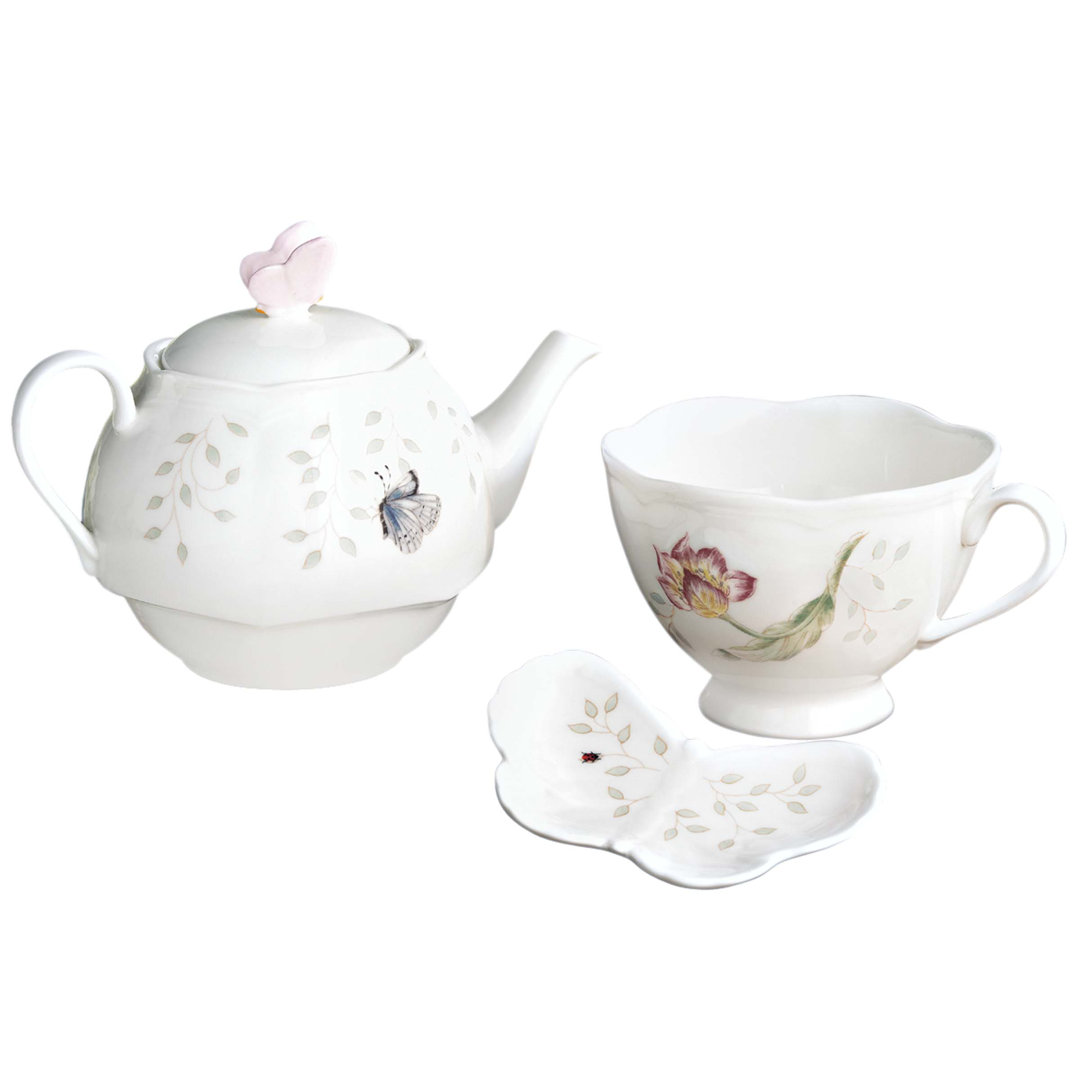Butterfly Meadow Stack Teapot Set with Tea Bag Holder Lenox
