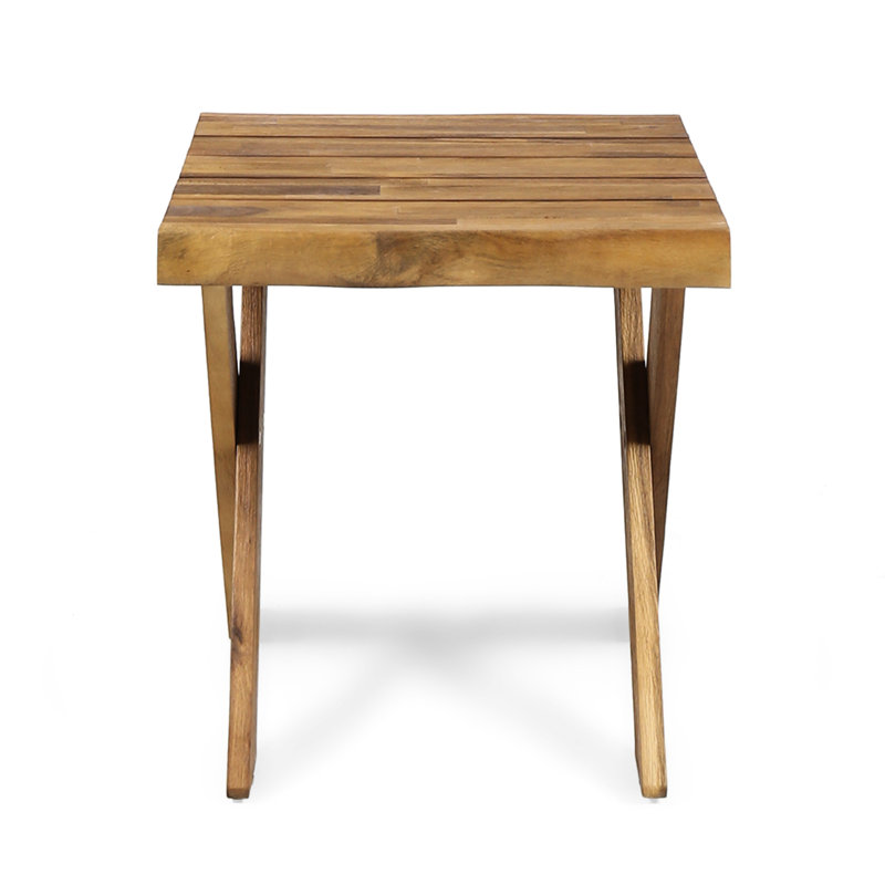 Wood Outdoor Table - Sandblast Finished, 18" Deep X Wide, Backyard Tranquility Side Finish, 18.23" Tall, Rustic Ambiance For Patio