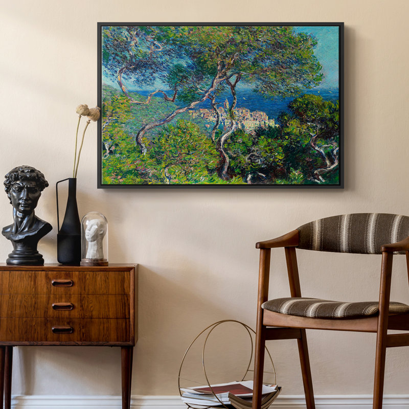 Paysage rétro - CV, H 25 po x l 37 po x P 2 po, Toile avec cadre flottant noir