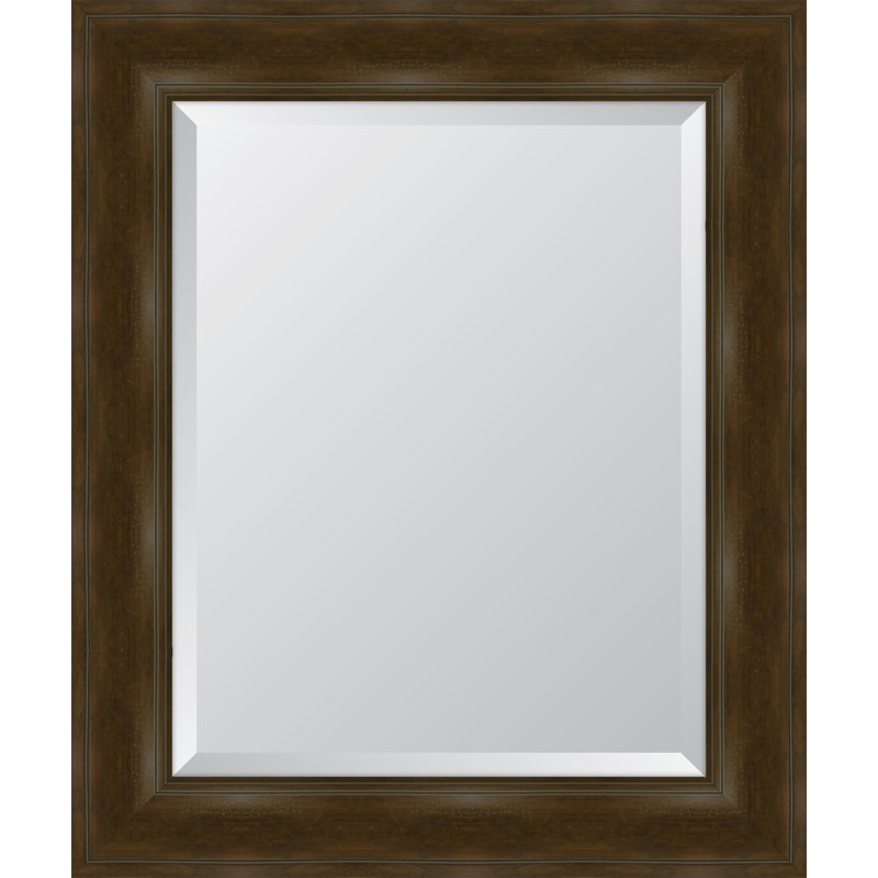 Miroir mural à cadre en résine English, H 36,5 po x l 30,5 po, Noyer