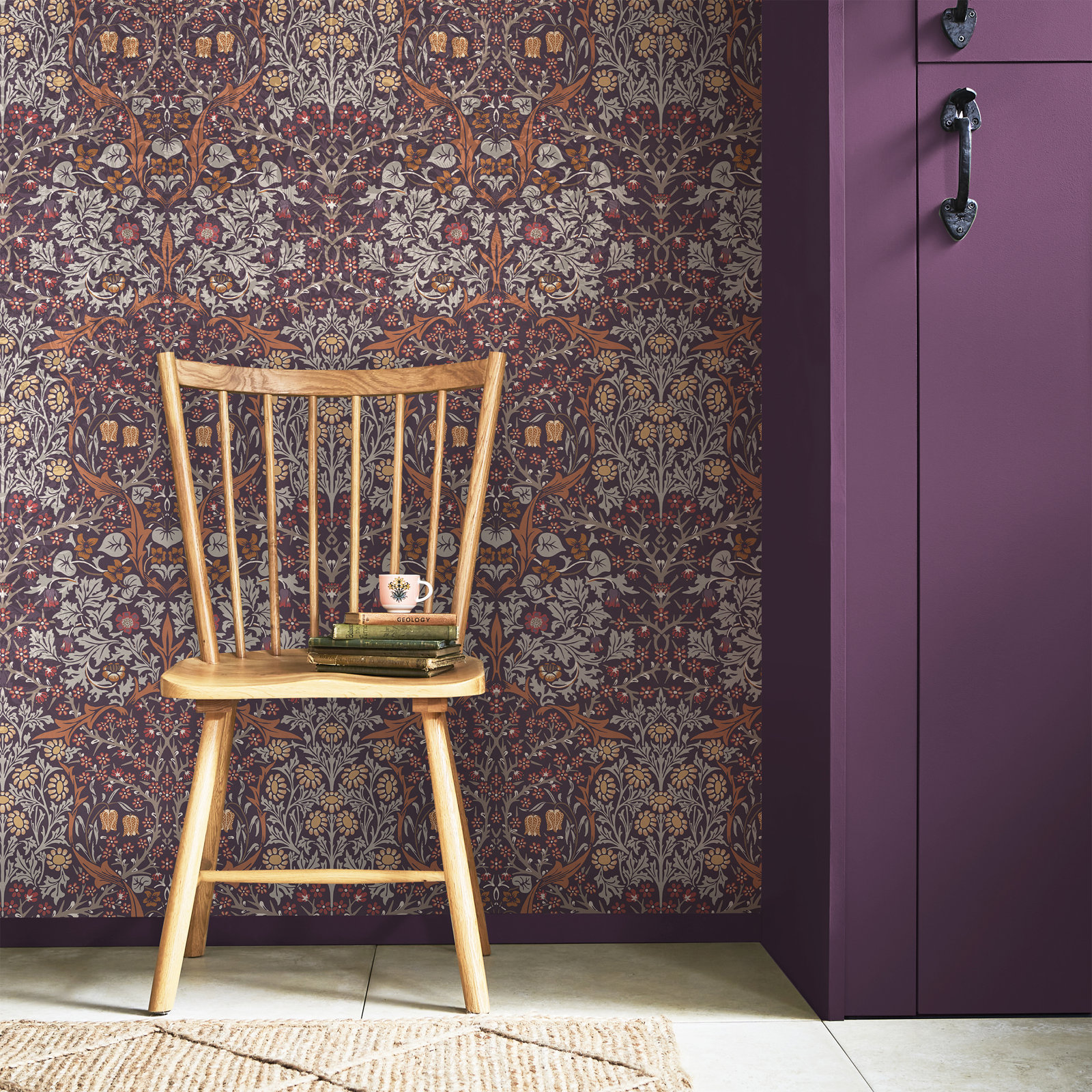 Nilda Floral Wallpaper, Blackthorn Plum
