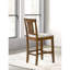 Table à manger à hauteur de comptoir 5 pièces: table carrée en bois cerise et 4 chaises rembourrées crème avec propositions de chaises