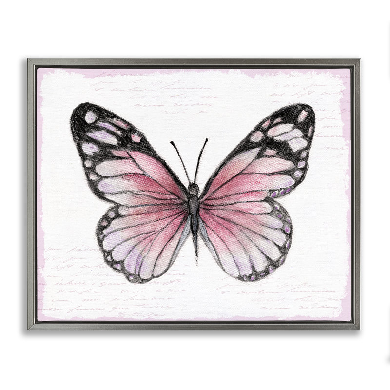 Pink Monarch Butterfly, Luster Gray Floater Frame, 25" H x 31" W