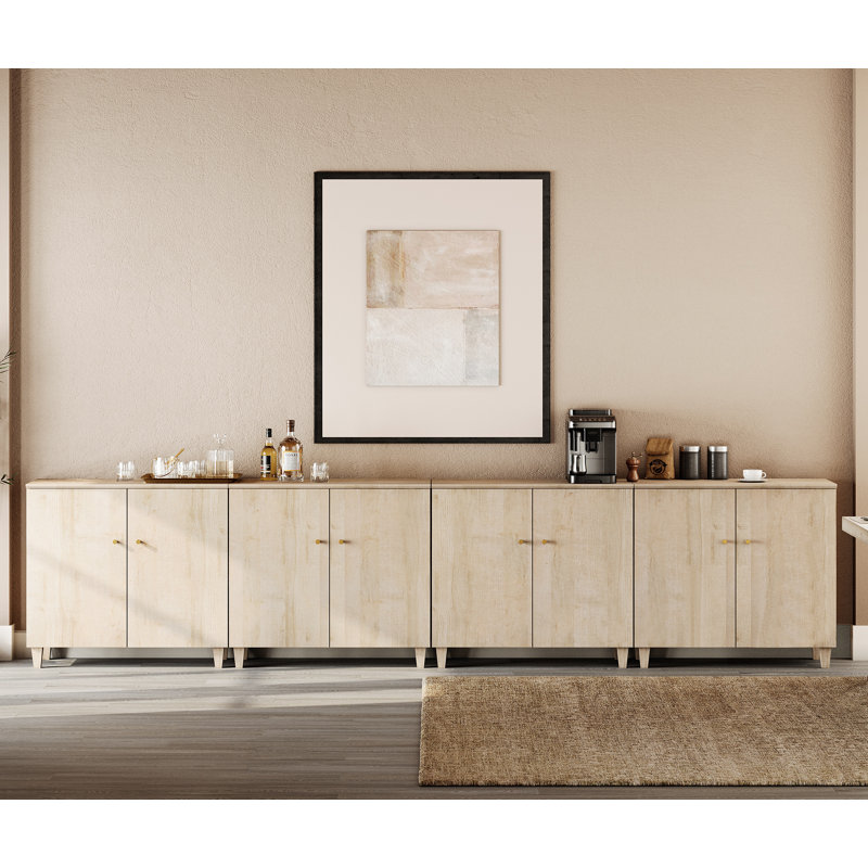 Armoire en bois manufacturé et à 8 portes Lysiane, Biscotti