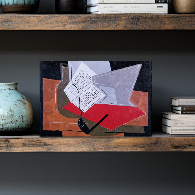 Bowl And Book Abstract Contemporary Wall Art Print by Juan Gris - Wrapped Canvas Print, 30.48cm H x 45.72cm W