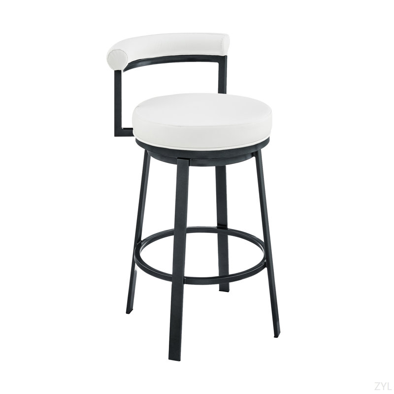 Tabouret de bar ou de comptoir pivotant au fini nuage avec similicuir blanc