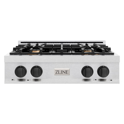 ZLINE Autograph 30 in. Classic Rangetop w/ 4 Burners in Satin Stainless Steel & Bronze Accents