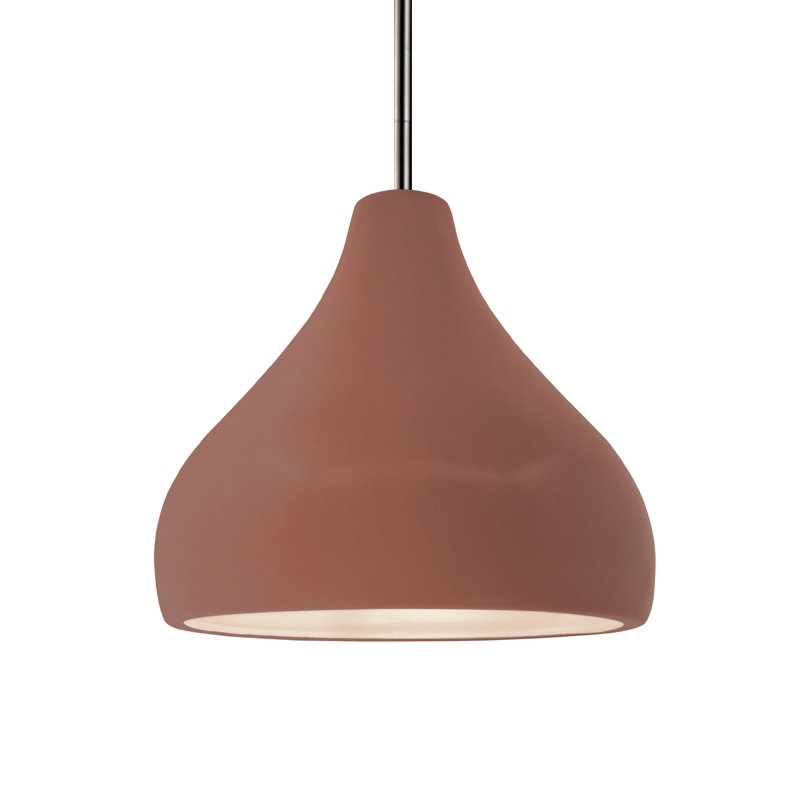 Luminaire suspendu à 1 lumière Meydan, H 8 po x l 11,5 po x P 11,5 po, Argile du Canyon, Nickel brossé