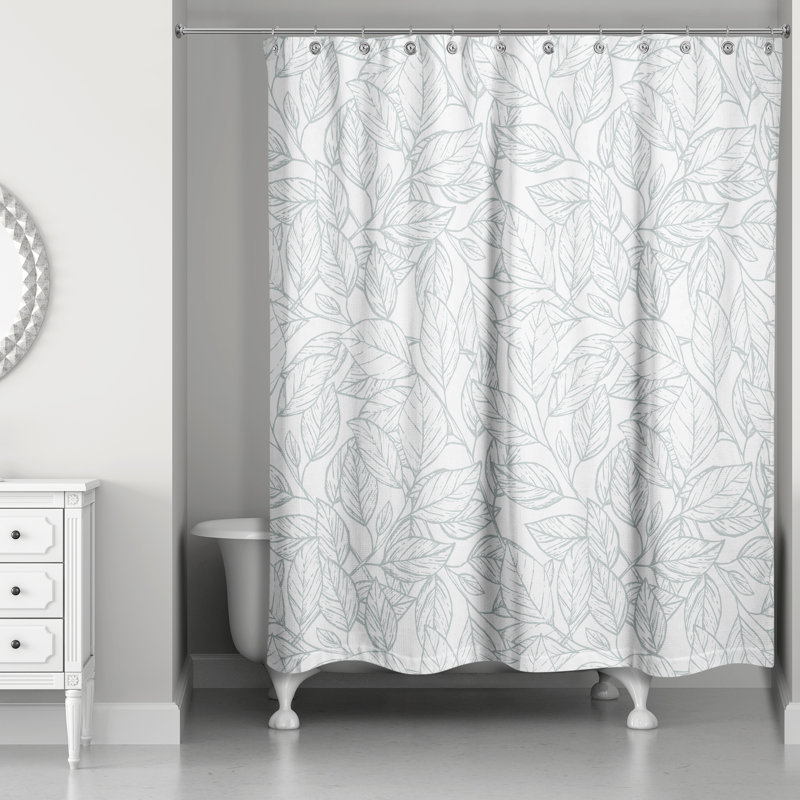 Rideau de douche simple à motif floral deralyn, Bleu