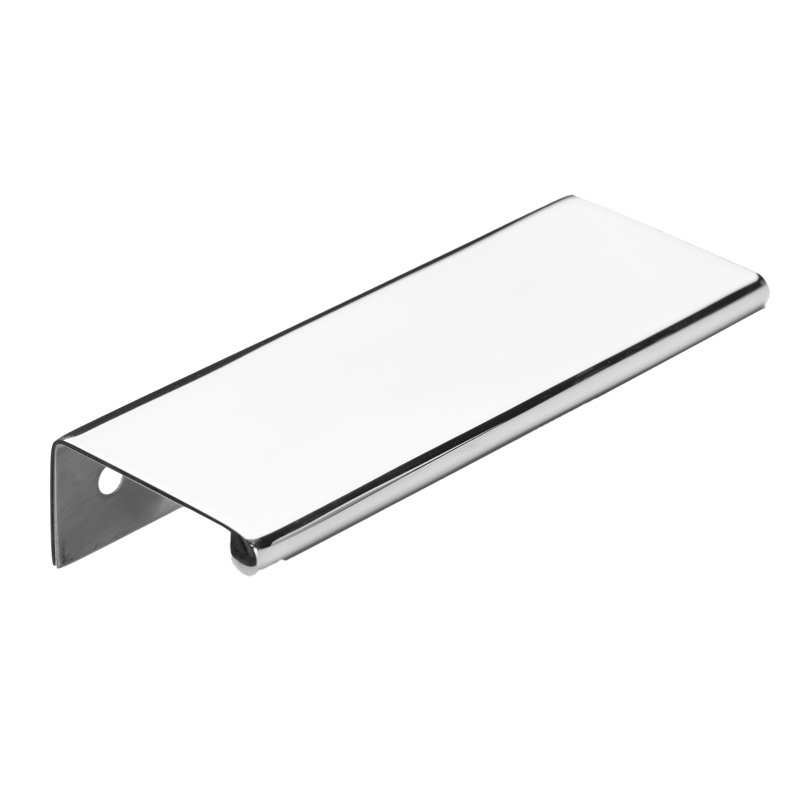 Modern Cabinet Finger Edge Pull, Polished Stainless Steel, 7 9/100"