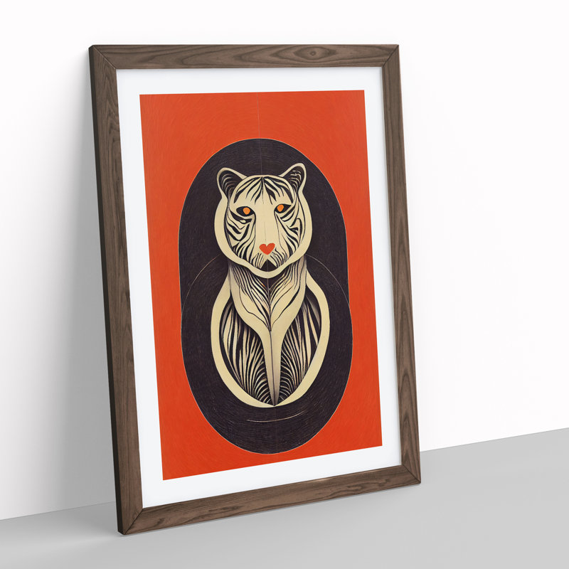 XC1022-4674X Tiger Art Nouveau No.2 - Print on Canvas, Walnut Framed, 76cm H x 50cm W