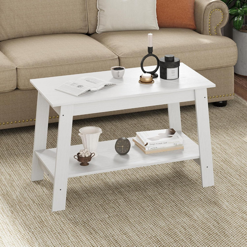 Table basse, table de salon en bois rustique avec compartiment de rangement rectangulaire ouvert pour la maison, le bureau, la chambre à coucher et l'extérieur