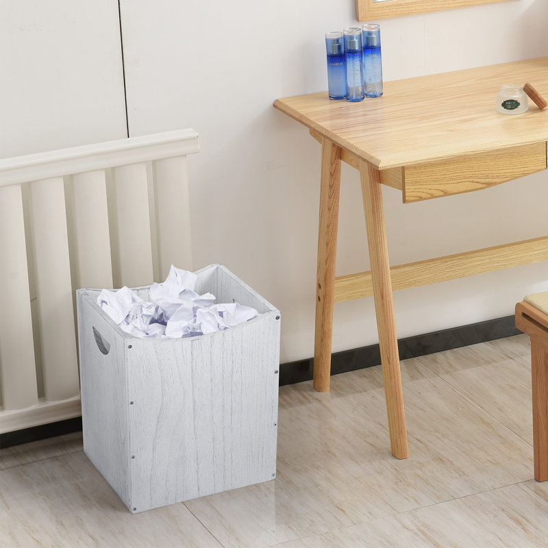 Bamboo Open Waste Basket - 5.3 Gallons, White