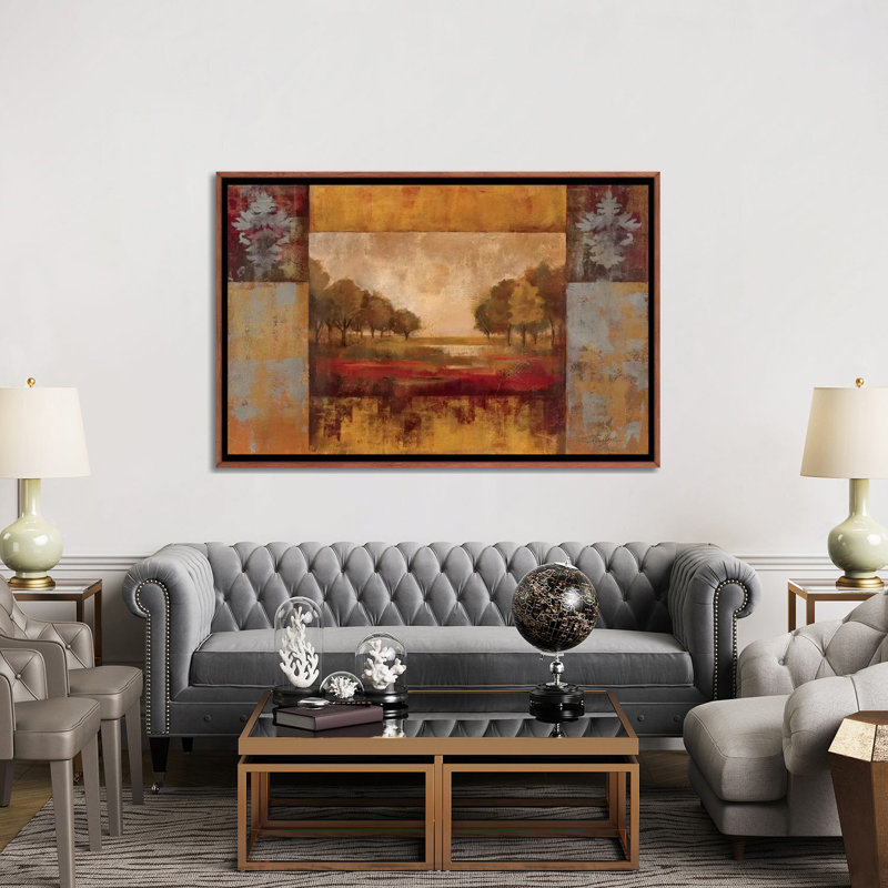 «Landscape» par Silvia Vassileva - reproduction d'art, H 40 po x l 60 po x 1,5 po, Toile avec cadre en bois brun classique