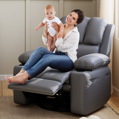 Boneless Swivel Rocking Electric Recliner Chair with Massage & Heat, Ergonomic Lounge Armchair Featuring USB Port, Cup Holders & Side Pocket for Bedroom or Nursery