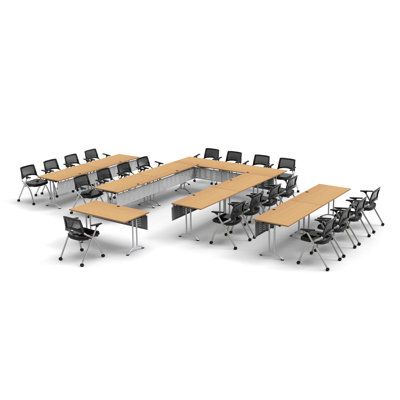 Jeidan 21 Person Training Meeting Seminar Tables with Modesty Panels and 21 Chairs Complete Set