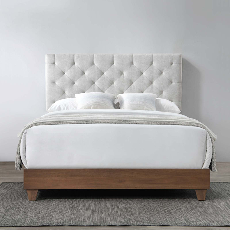 Grand lit performance en velours Rhiannon, Mélange de polyester beige