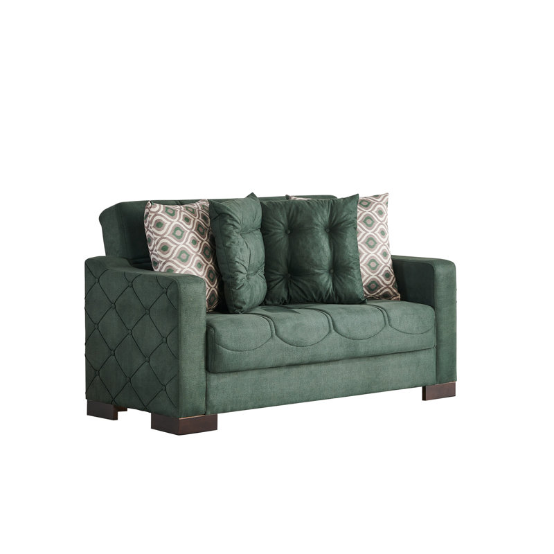 Soft Touch Microfiber 2-Seater Loveseat, Green Microfiber/Microsuede