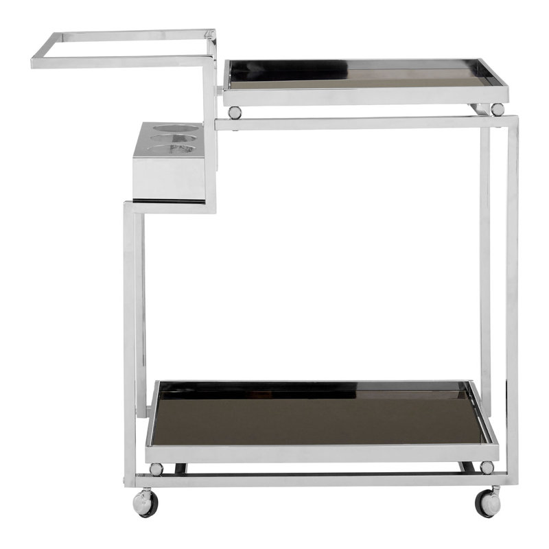 Anaya Metal Bar Cart, Silver