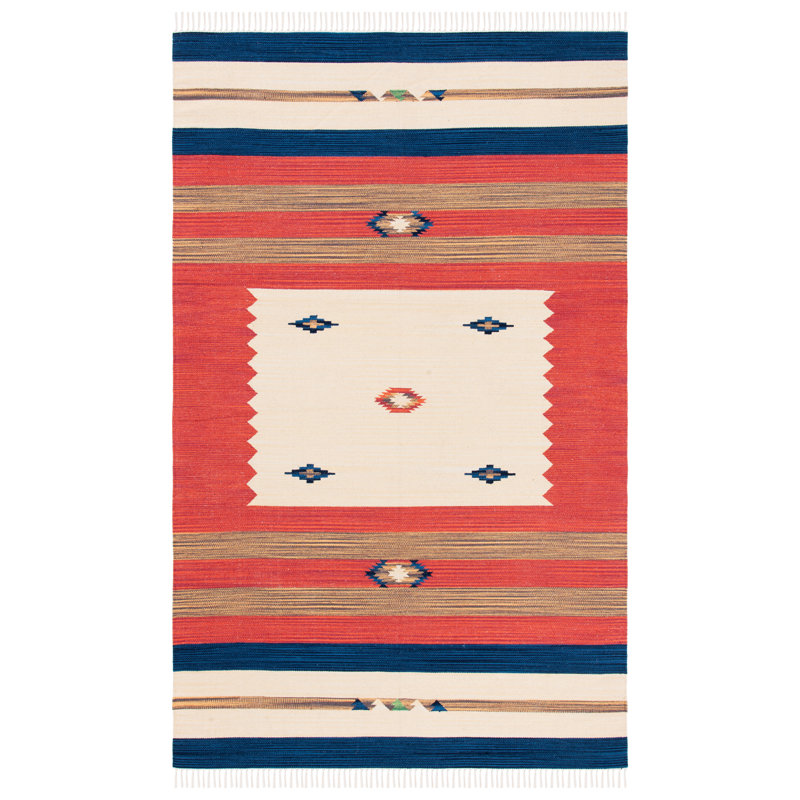 Tapis en coton tissé à la main Barham, Rectangle 4 pi x 6 pi