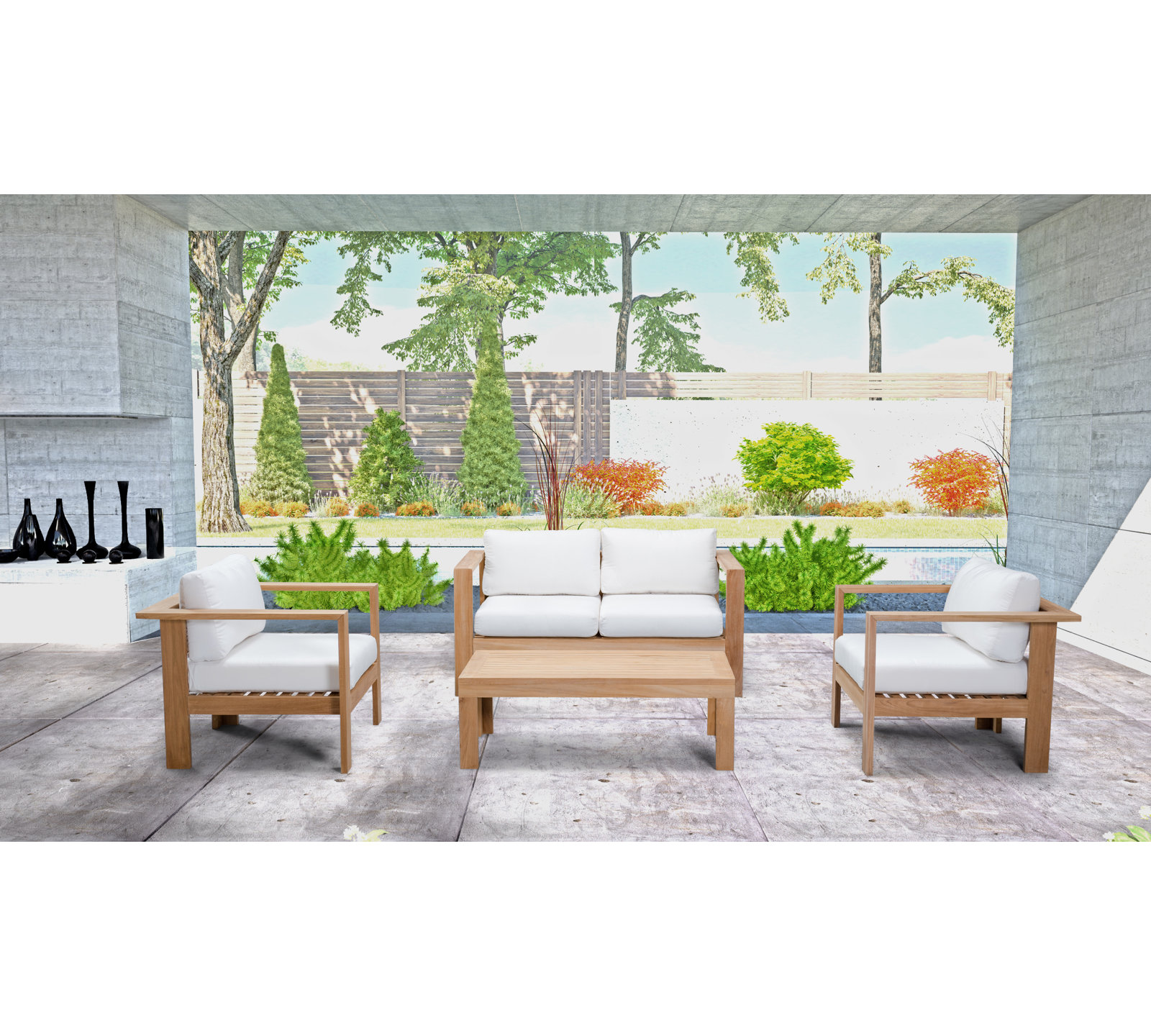 Sonoma 5 - Person Patio Conversation Set, 4Pcs: Table, Loveseat, 2 Chairs, Canvas Natural Sunbrella® Canvas