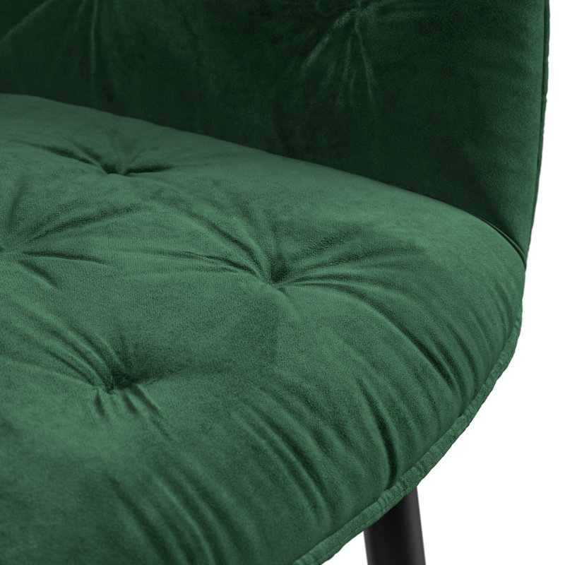 Arlo Black Table Top W Black Legs + Anika Velvet Dining Chair Green Set Of 4, Green, Black