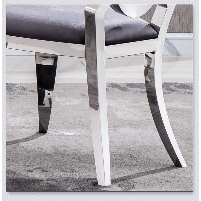 Chaise de salle à manger en velours avec dossier ovale, ensemble de 2