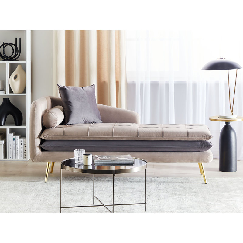 Lisco Velvet Chaise Lounge, Beige