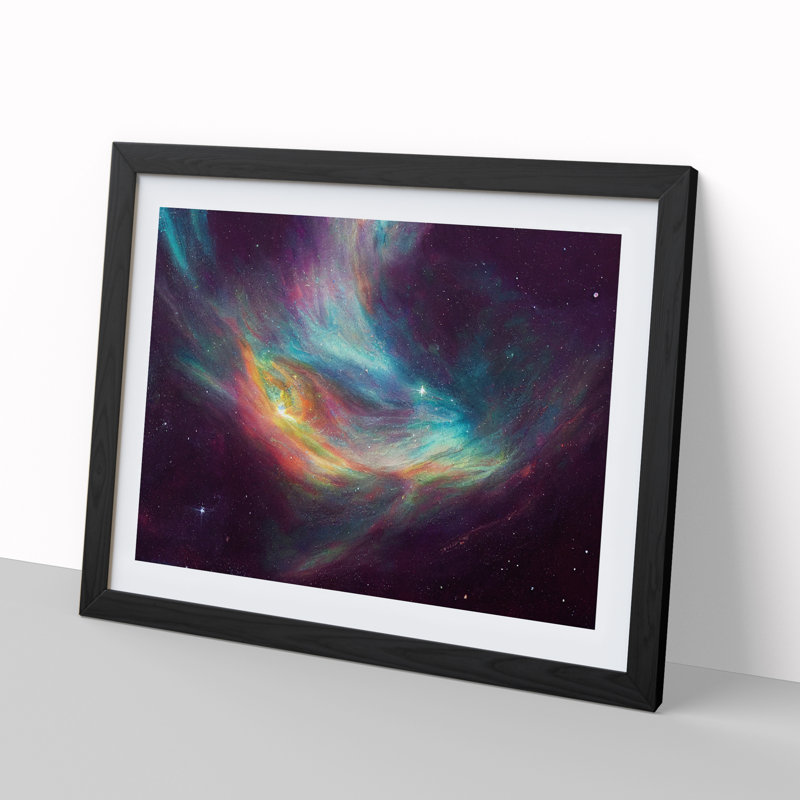 Cosmos In Watercolour Vol.1 - Single Picture Frame Painting, 25cm H x 34cm W x 2cm D, Black