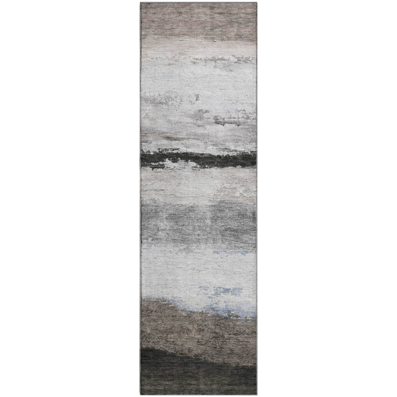 Premium Machine Washable Mayfield Striped Rug, 2'3" x 7'6" Runner, Taupe